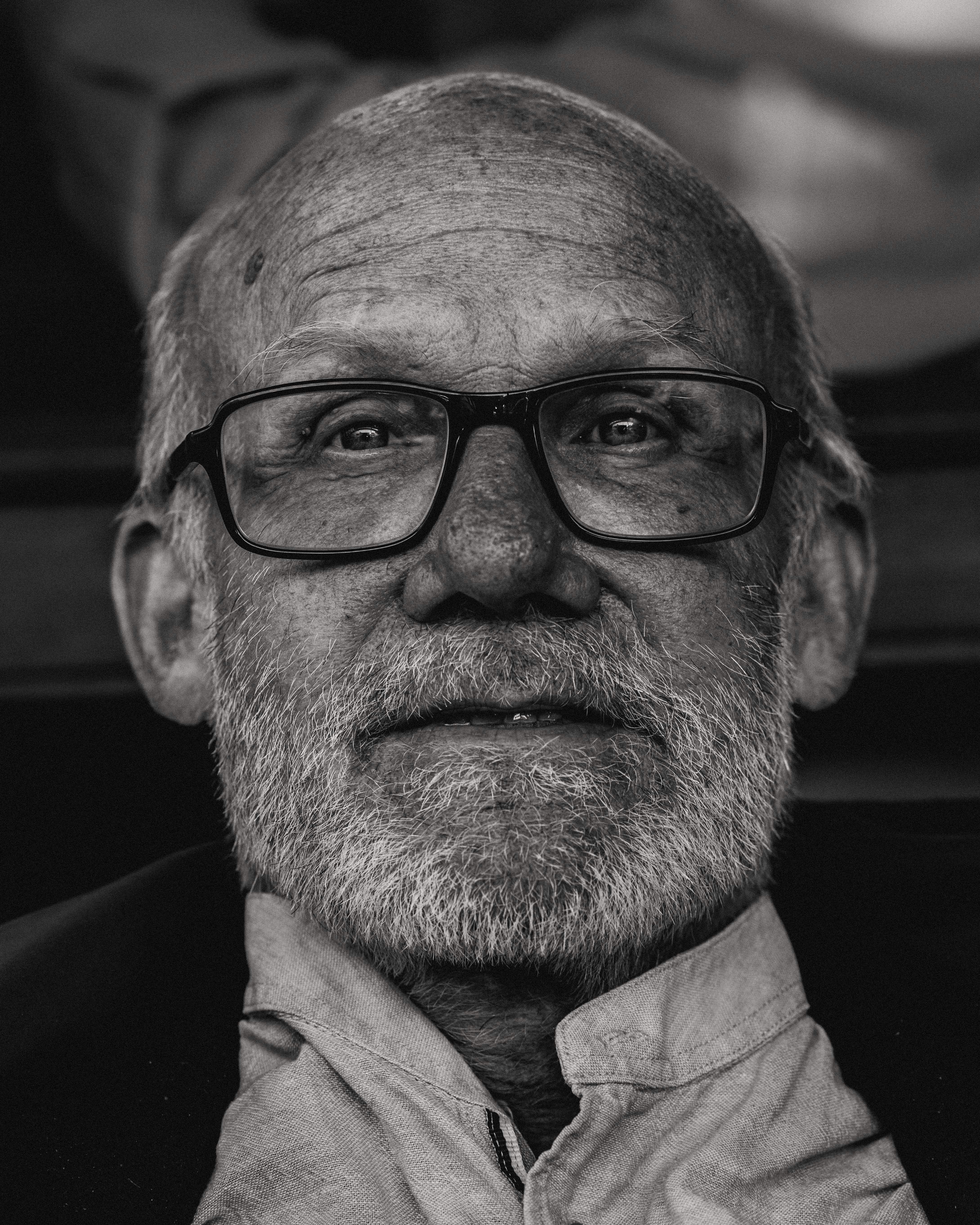 grayscale photography of man's face